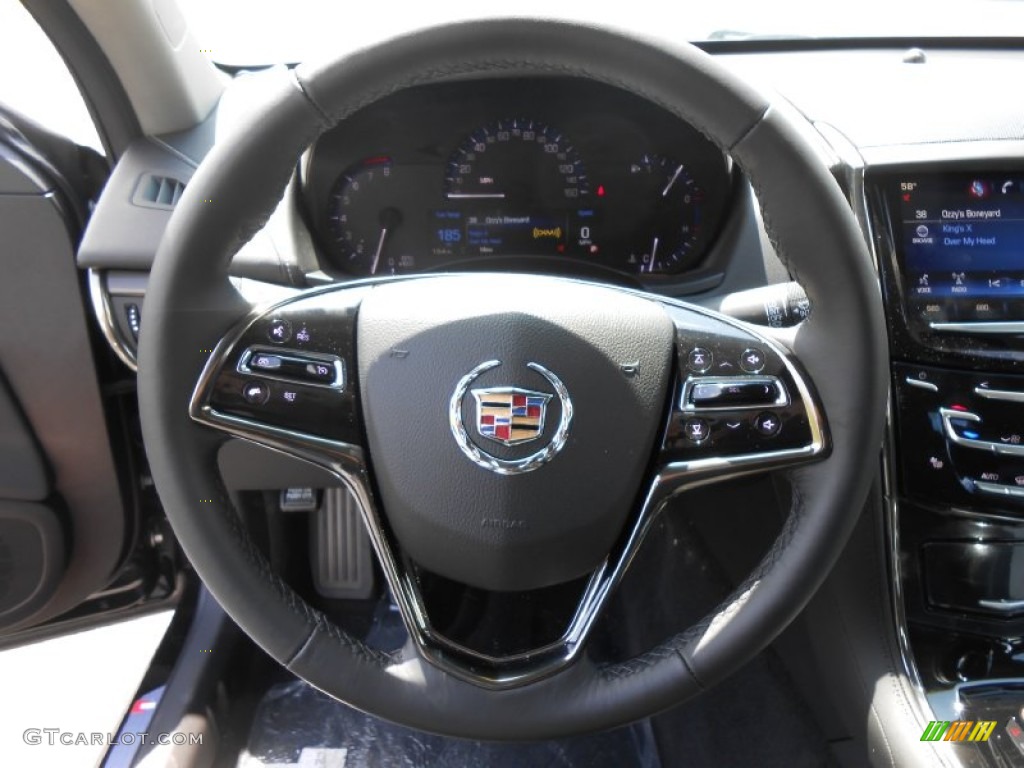 2013 Cadillac ATS 2.0L Turbo AWD Jet Black/Jet Black Accents Steering Wheel Photo #80107819