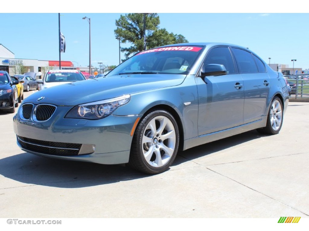 2010 5 Series 535i Sedan - Neptune Blue Metallic / Cream Beige photo #2