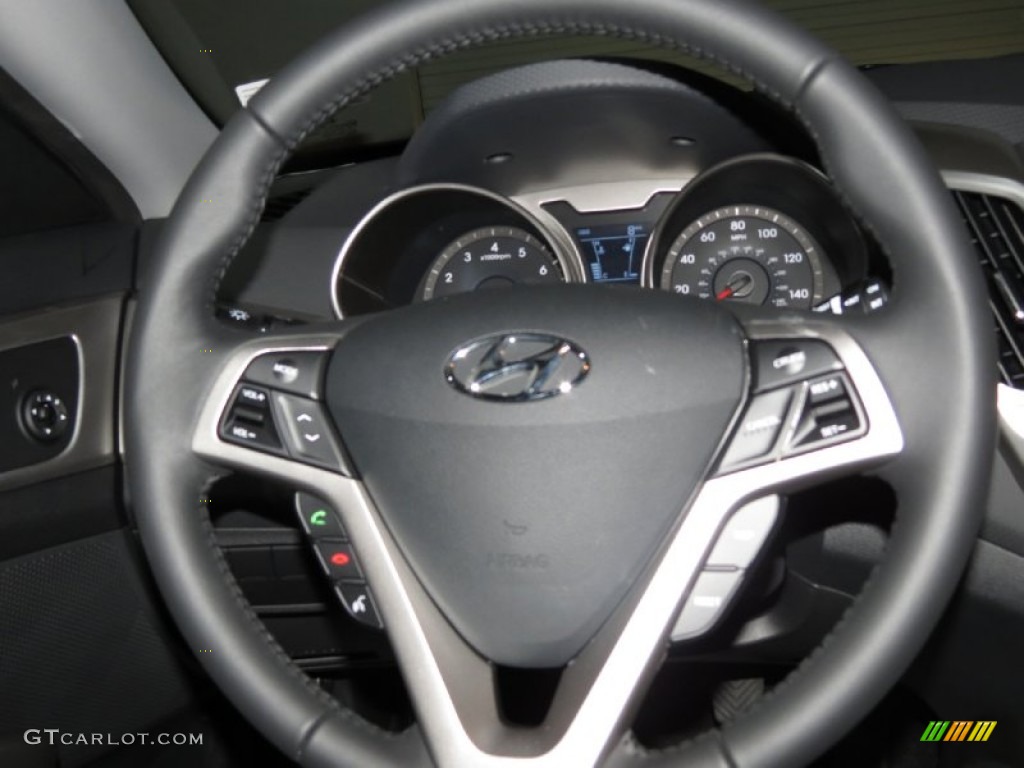 2013 Hyundai Veloster RE:MIX Edition Black Steering Wheel Photo #80121810