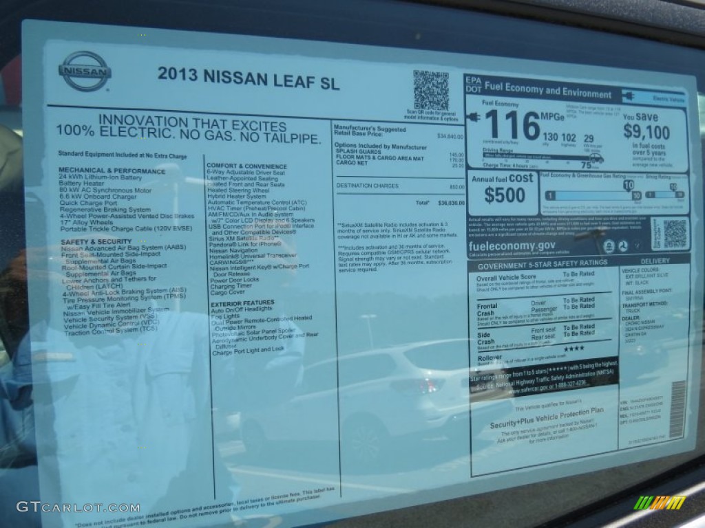 2013 Nissan LEAF SL Window Sticker Photo #80122172