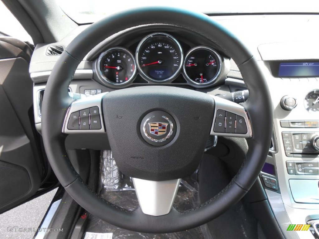 2013 Cadillac CTS 4 AWD Coupe Ebony Steering Wheel Photo #80123100