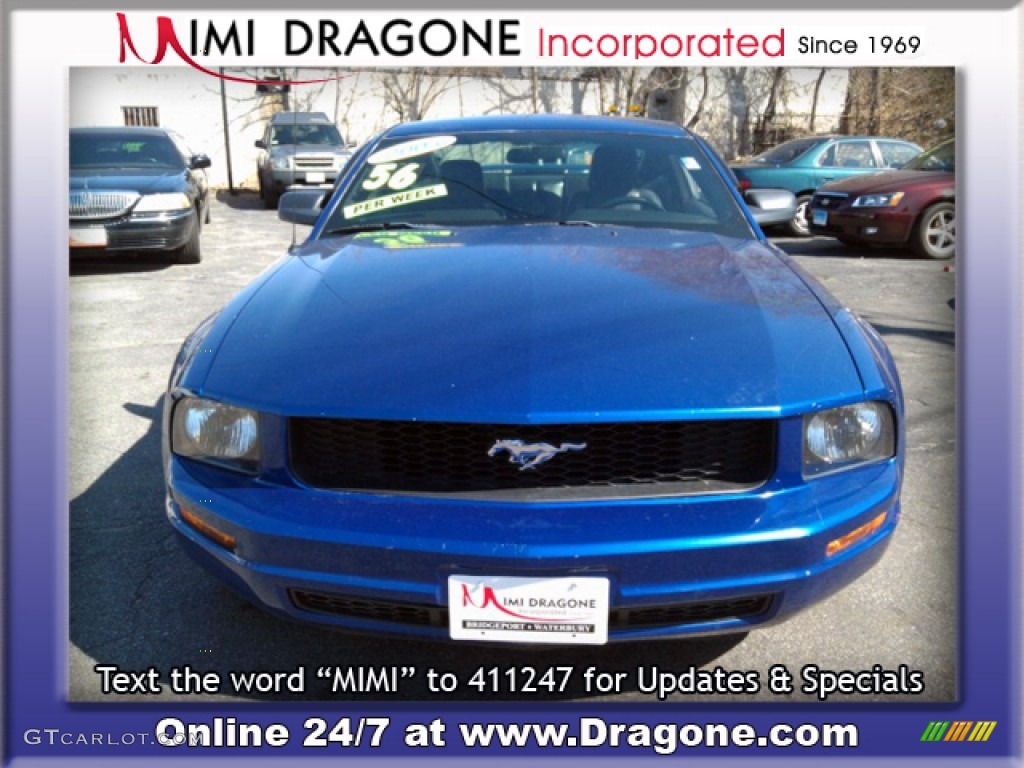 2005 Mustang V6 Premium Coupe - Sonic Blue Metallic / Dark Charcoal photo #2