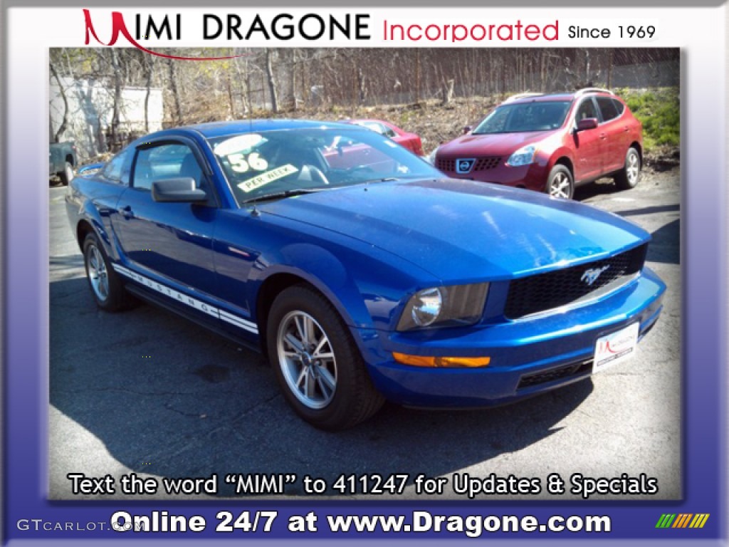2005 Mustang V6 Premium Coupe - Sonic Blue Metallic / Dark Charcoal photo #4