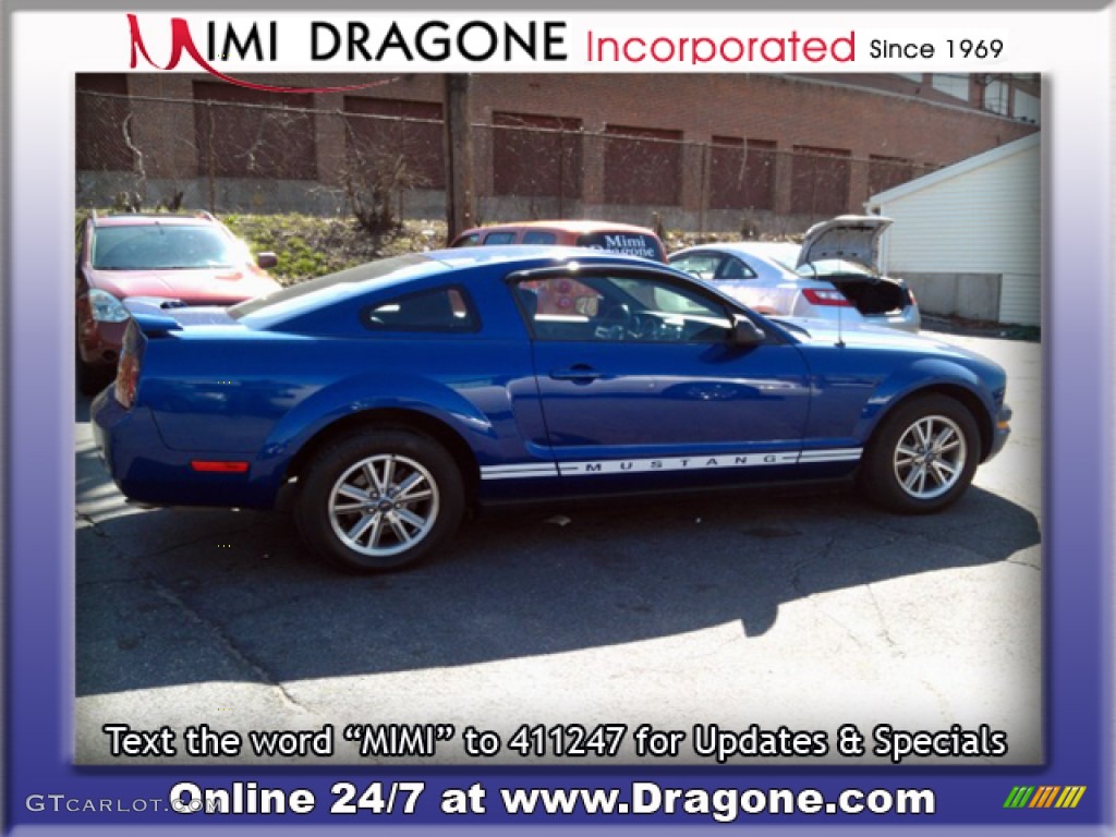 2005 Mustang V6 Premium Coupe - Sonic Blue Metallic / Dark Charcoal photo #5