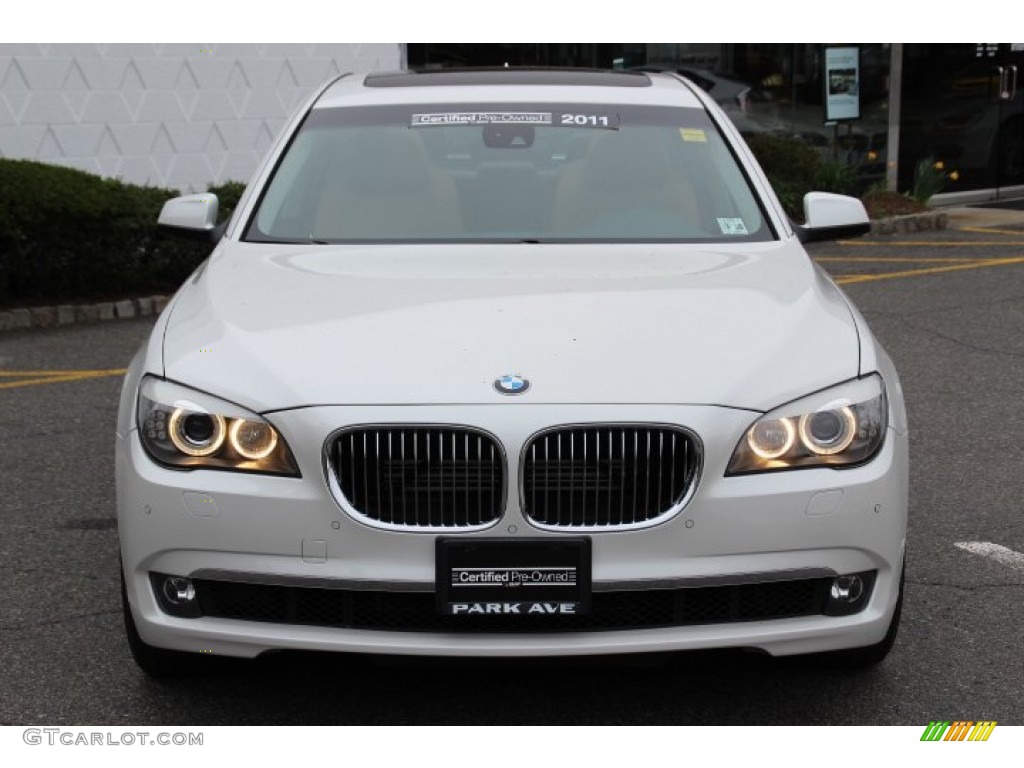 2011 7 Series 750Li xDrive Sedan - Mineral White Metallic / Saddle/Black Nappa Leather photo #2