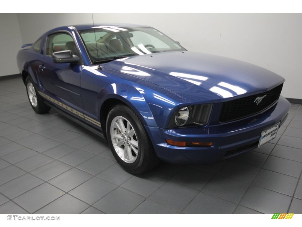 2006 Mustang V6 Deluxe Coupe - Vista Blue Metallic / Light Parchment photo #1