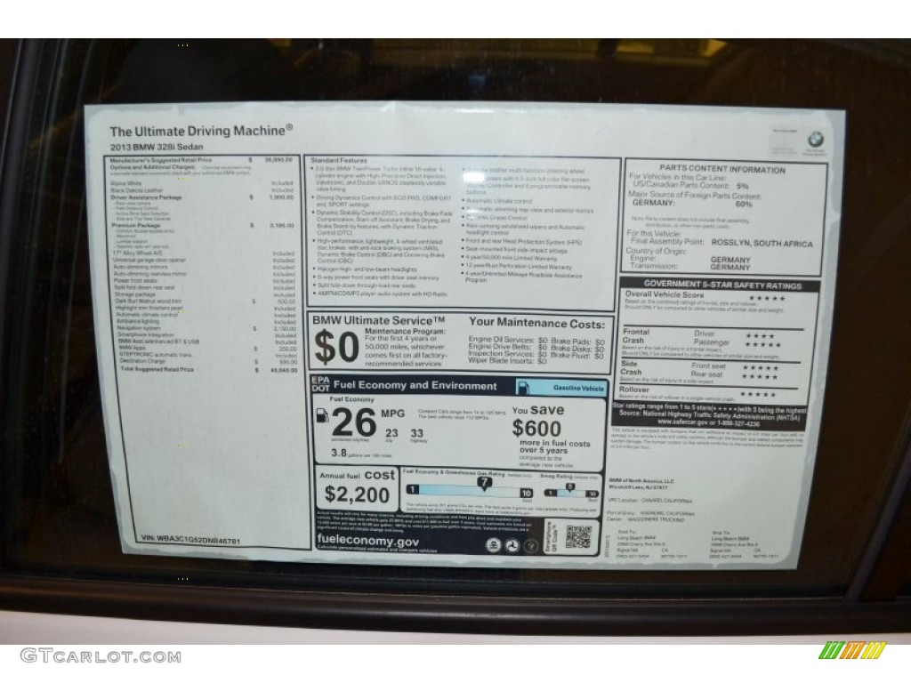 2013 3 Series 328i Sedan - Alpine White / Black photo #5
