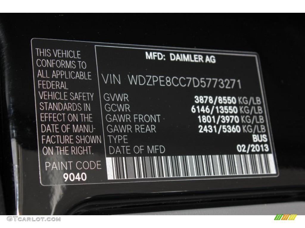 2013 Mercedes-Benz Sprinter 2500 High Roof Passenger Van Color Code Photos
