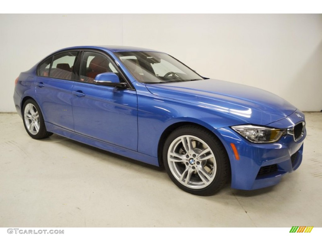 2013 3 Series 328i Sedan - Estoril Blue / Coral Red/Black photo #2