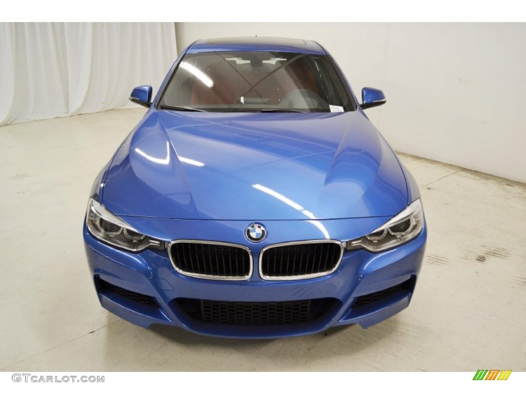 2013 3 Series 328i Sedan - Estoril Blue / Coral Red/Black photo #4