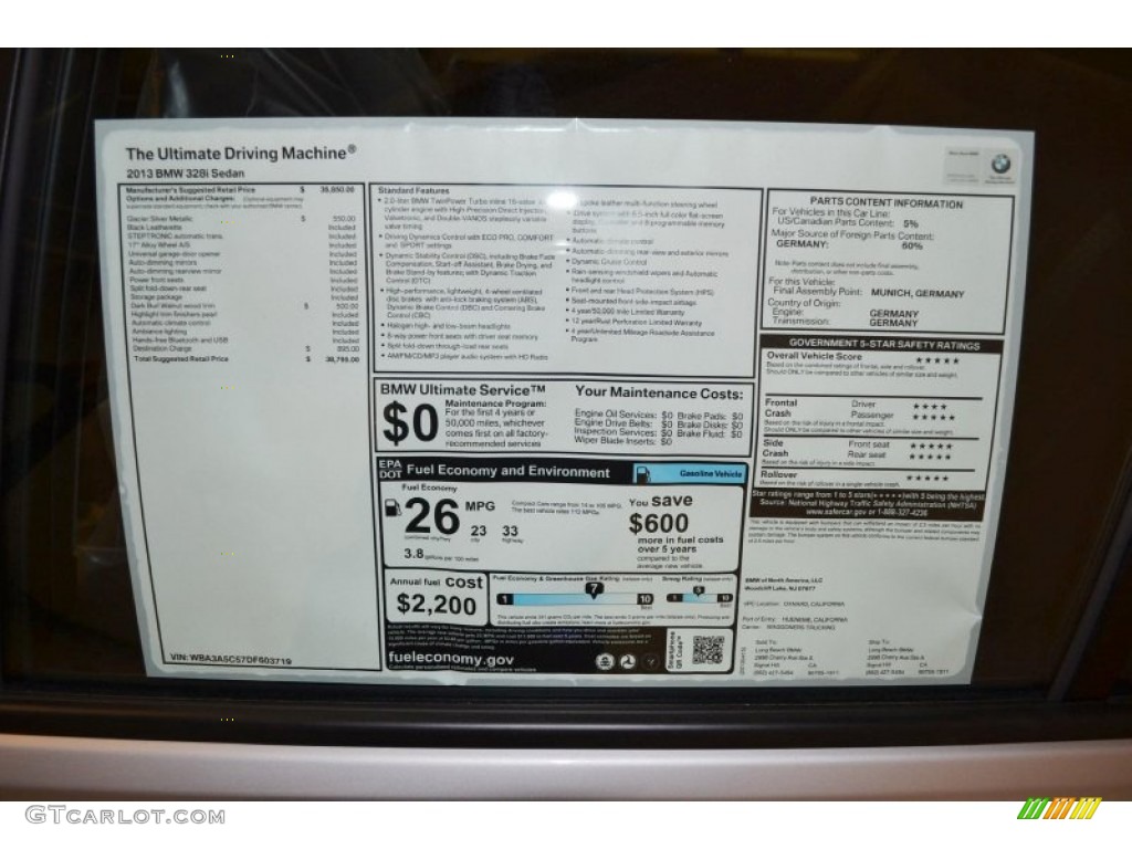 2013 3 Series 328i Sedan - Glacier Silver Metallic / Black photo #5