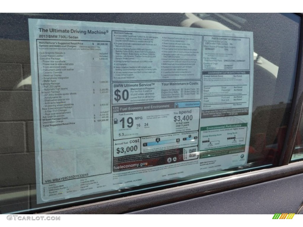 2013 7 Series 750Li Sedan - Dark Graphite Metallic II / Oyster photo #5