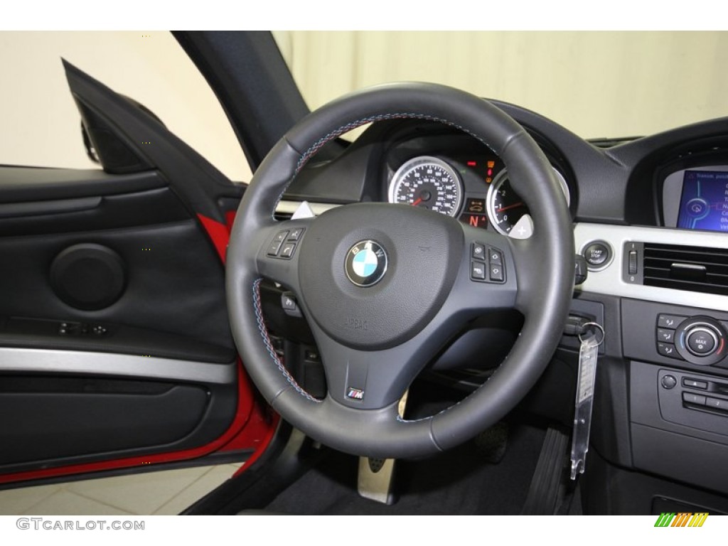 2011 BMW M3 Coupe Black Novillo Leather Steering Wheel Photo #80143533
