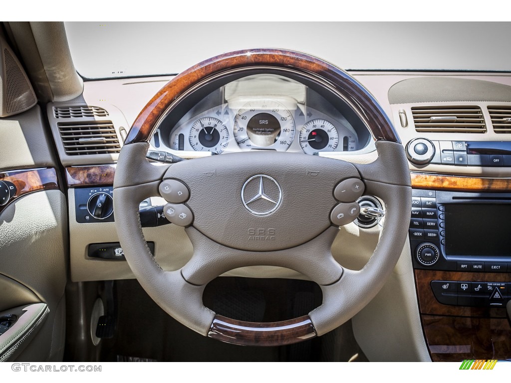 2008 Mercedes-Benz E 350 4Matic Sedan Cashmere Steering Wheel Photo #80145474