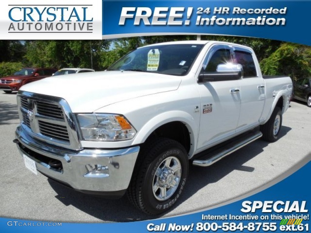 2012 Ram 2500 HD Laramie Crew Cab 4x4 - Bright White / Light Pebble Beige/Bark Brown photo #1