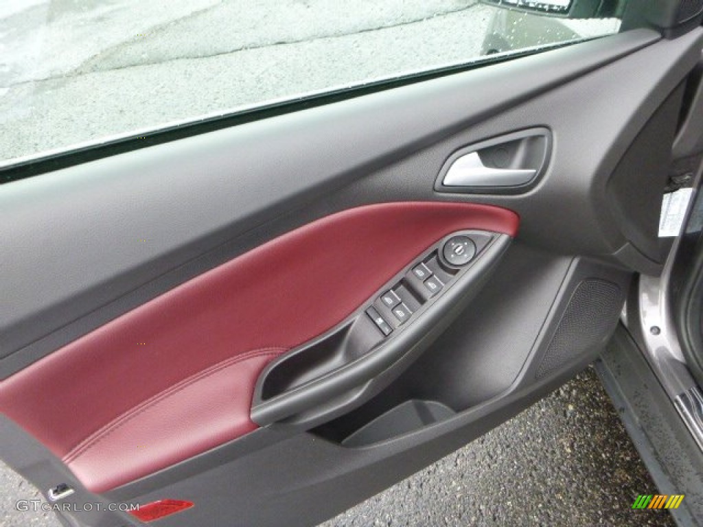 2012 Ford Focus Titanium 5-Door Tuscany Red Leather Door Panel Photo #80148130