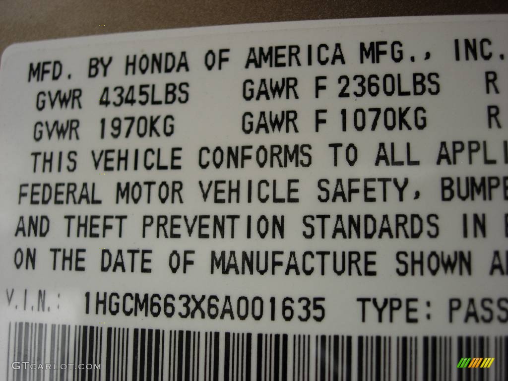 2006 Accord LX V6 Sedan - Desert Mist Metallic / Ivory photo #8