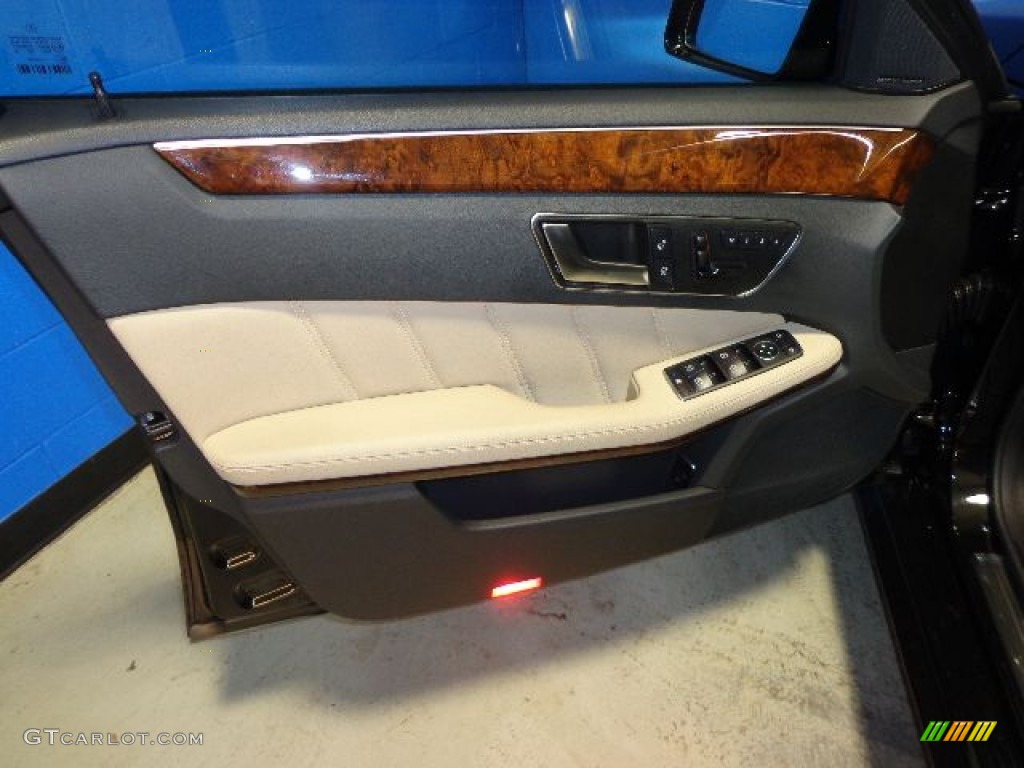 2012 Mercedes-Benz E 350 4Matic Sedan Almond/Black Door Panel Photo #80161819
