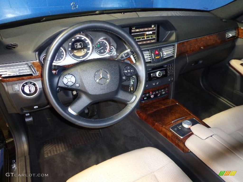 Almond/Black Interior 2012 Mercedes-Benz E 350 4Matic Sedan Photo #80161851