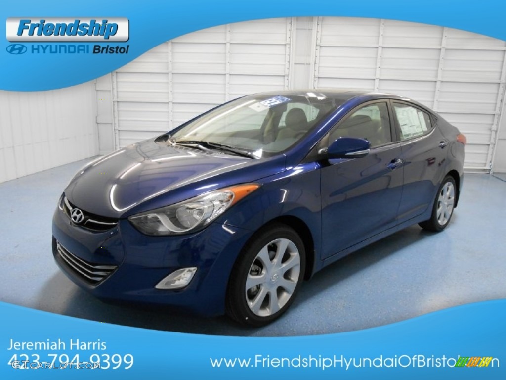 2013 Elantra Limited - Atlantic Blue / Beige photo #2