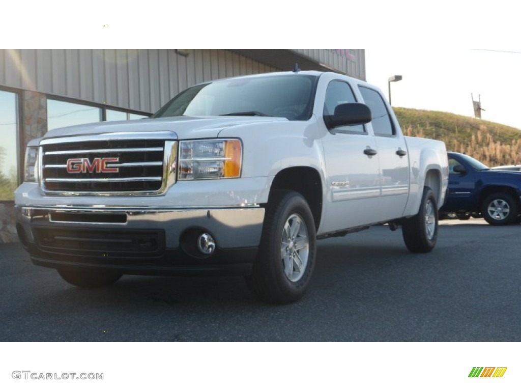 2013 Sierra 1500 SLE Crew Cab 4x4 - Summit White / Ebony photo #2