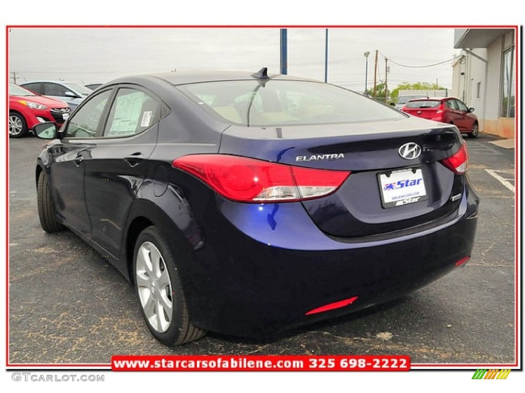 2013 Elantra Limited - Indigo Night / Beige photo #3