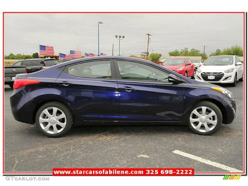 2013 Elantra Limited - Indigo Night / Beige photo #8