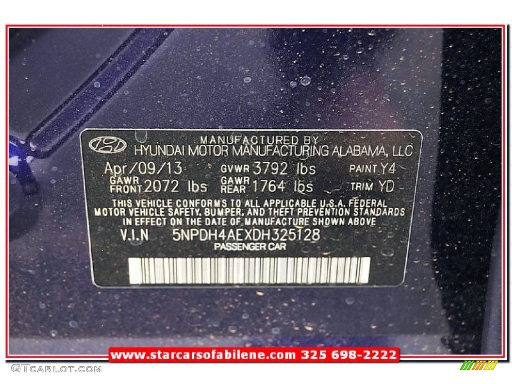 2013 Elantra Limited - Indigo Night / Beige photo #12