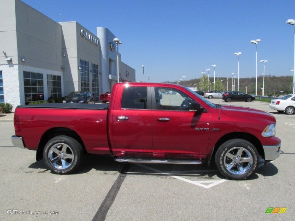 2010 Ram 1500 Big Horn Quad Cab 4x4 - Inferno Red Crystal Pearl / Light Pebble Beige/Bark Brown photo #2