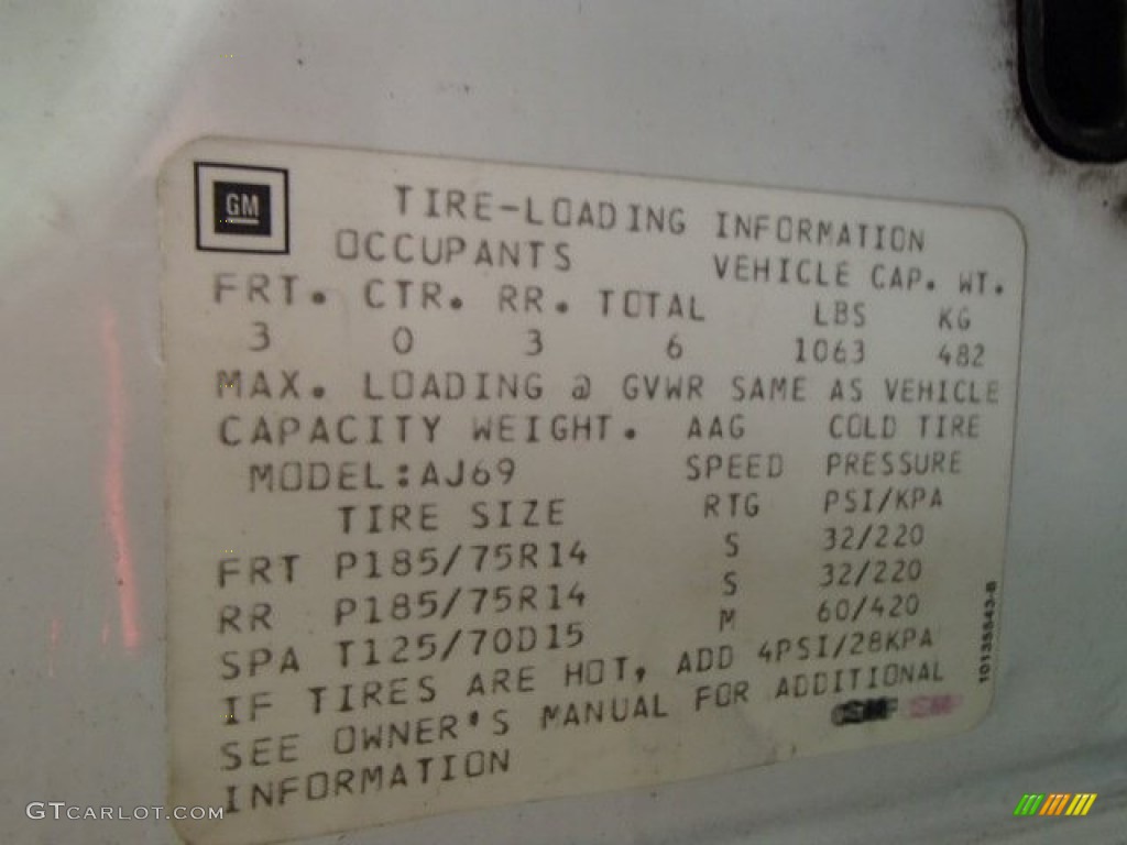 1994 Oldsmobile Cutlass Ciera S Info Tag Photos