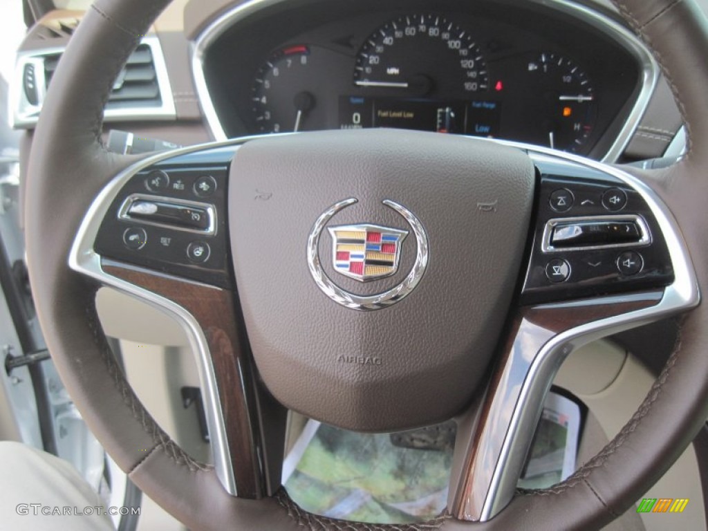 2013 Cadillac SRX Premium AWD Shale/Brownstone Steering Wheel Photo #80176556