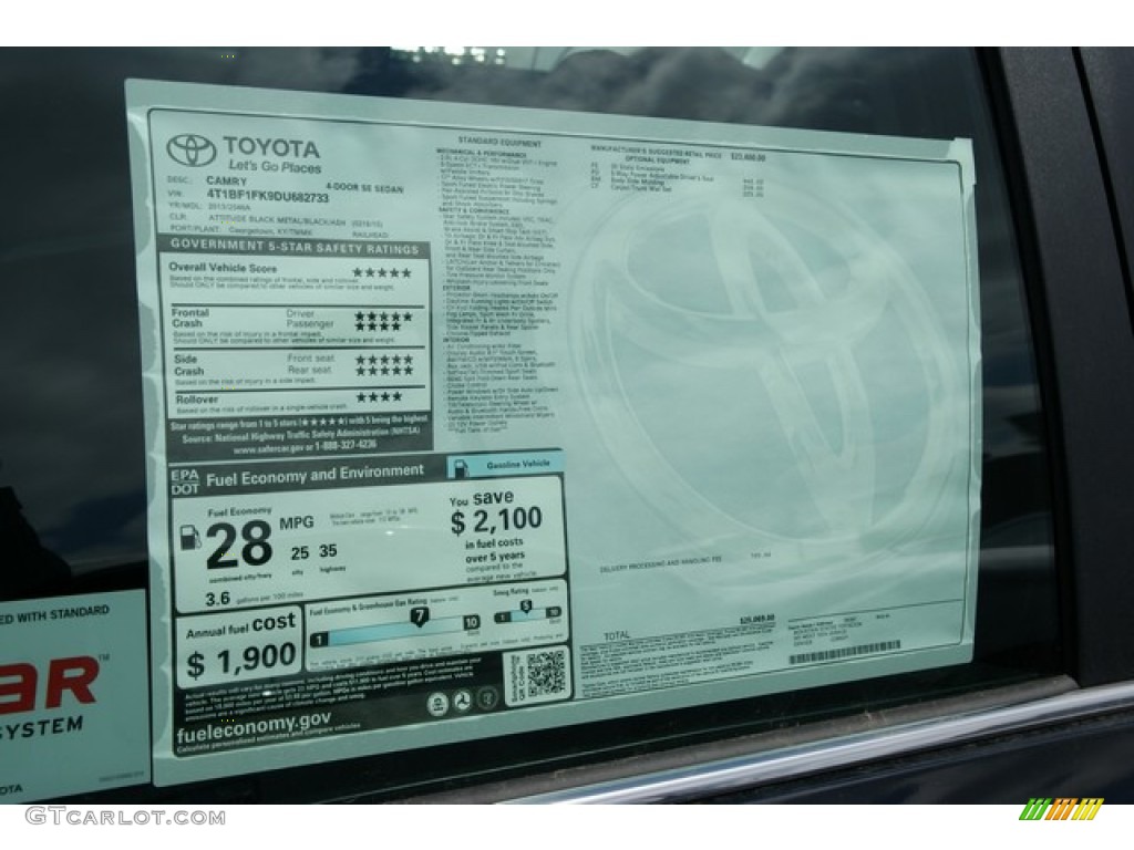 2013 Camry SE - Attitude Black Metallic / Black/Ash photo #10