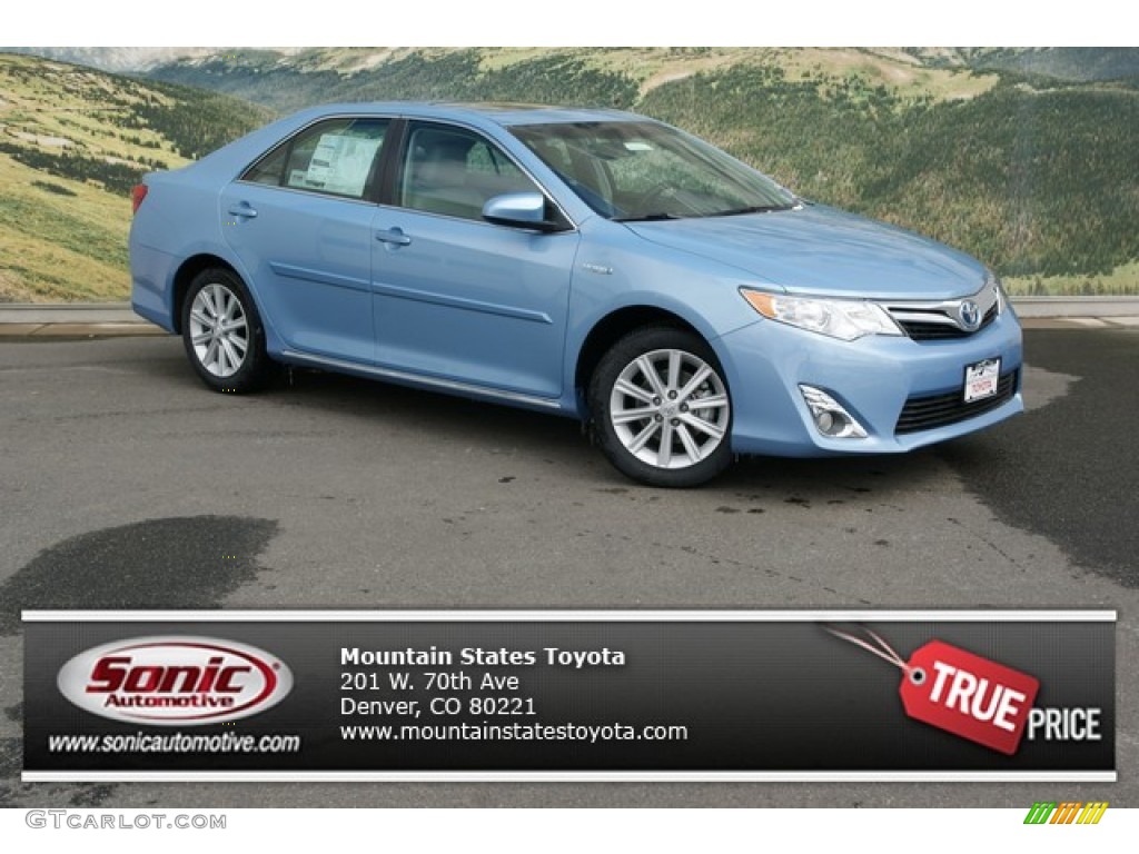 2013 Camry Hybrid XLE - Clearwater Blue Metallic / Ivory photo #1