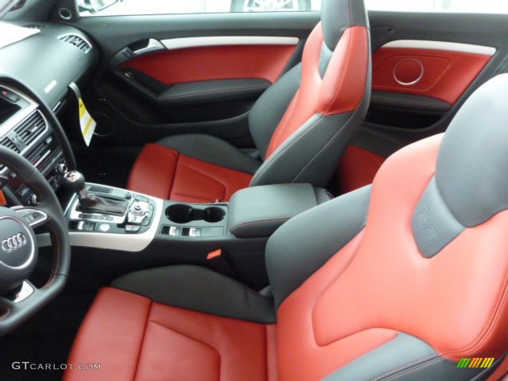Black/Magma Red Interior 2013 Audi S5 3.0 TFSI quattro Convertible Photo #80183198