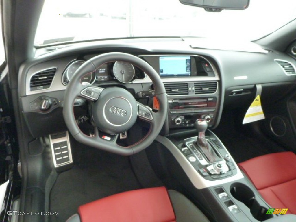 2013 Audi S5 3.0 TFSI quattro Convertible Black/Magma Red Dashboard Photo #80183242