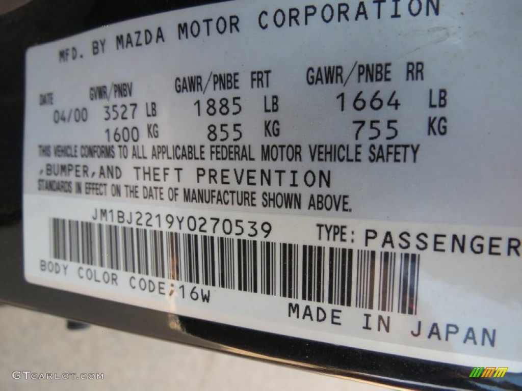 2000 Mazda Protege ES Color Code Photos