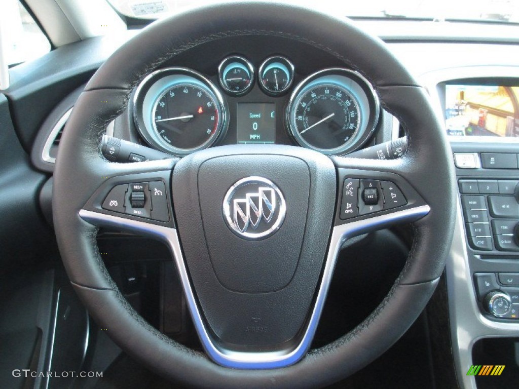 2013 Buick Verano Premium Ebony Steering Wheel Photo #80185948