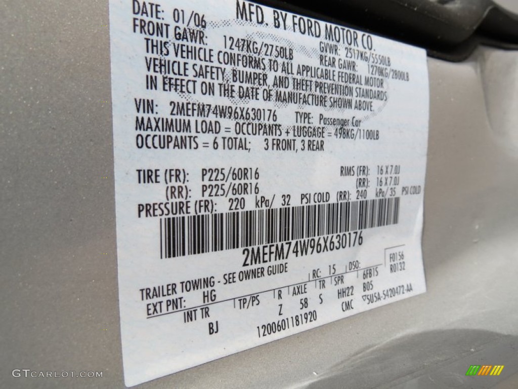 2006 Grand Marquis Color Code HG for Smokestone Metallic Photo #80186787