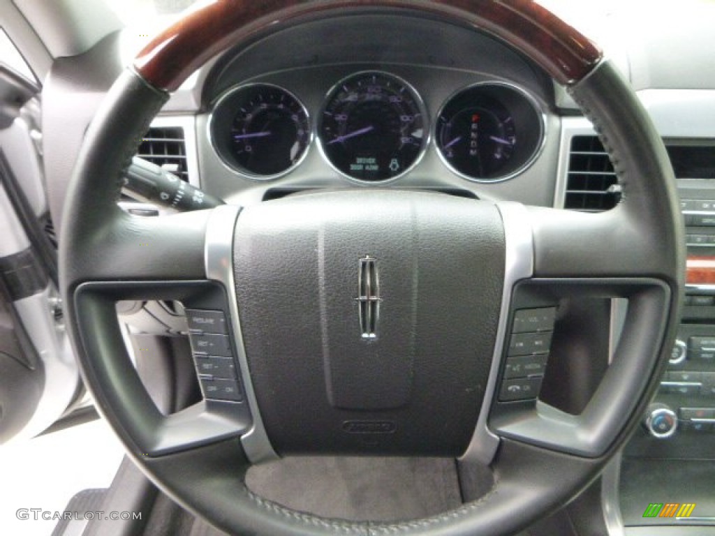 2011 Lincoln MKZ FWD Dark Charcoal Steering Wheel Photo #80189728