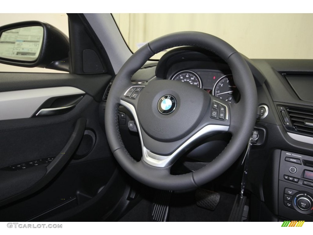 2014 BMW X1 sDrive28i Black Steering Wheel Photo #80191840