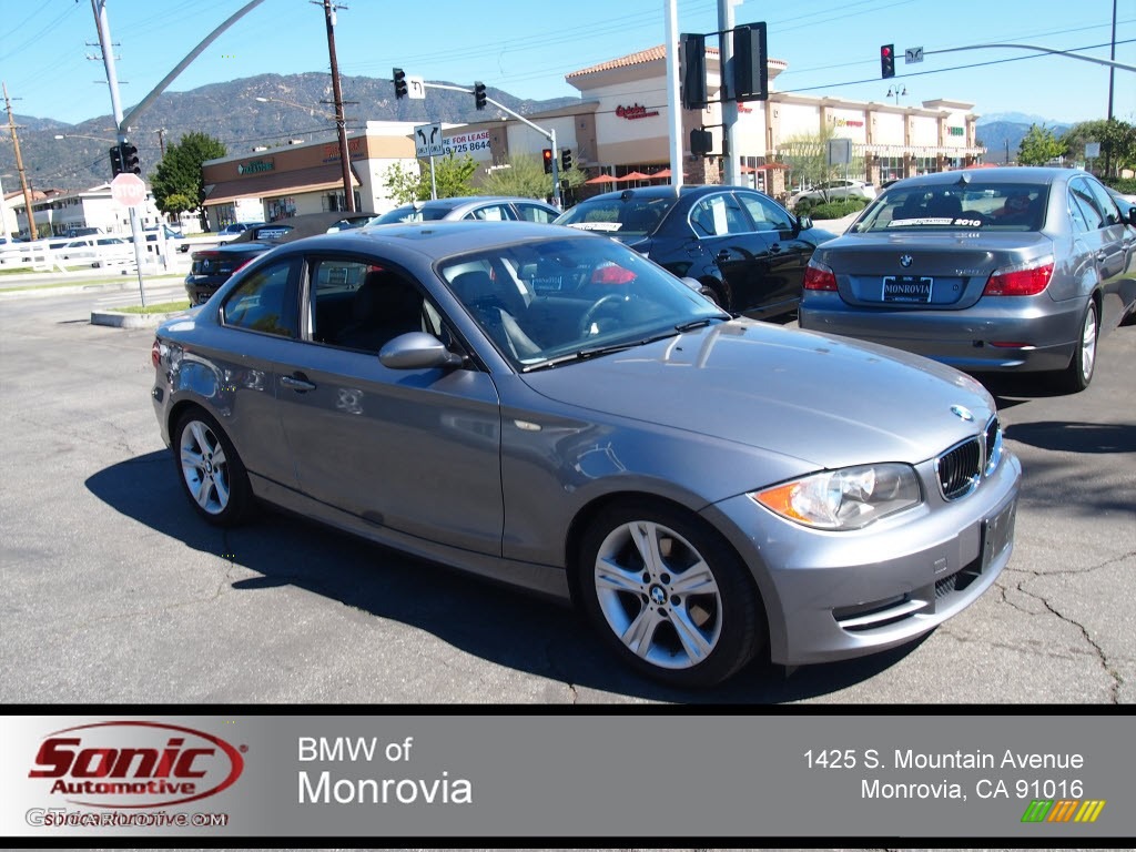 2009 1 Series 128i Coupe - Space Grey Metallic / Black photo #1