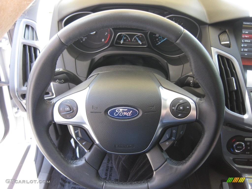 2012 Ford Focus Titanium 5-Door Charcoal Black Leather Steering Wheel Photo #80199895