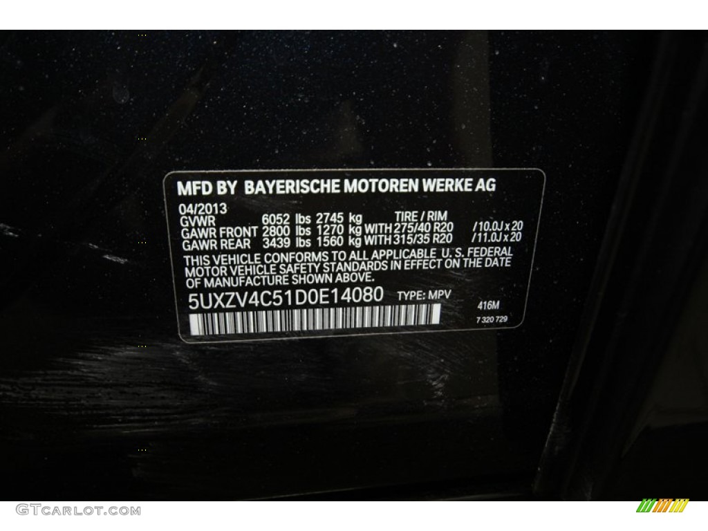 2013 X5 Color Code 416 for Carbon Black Metallic Photo #80201389