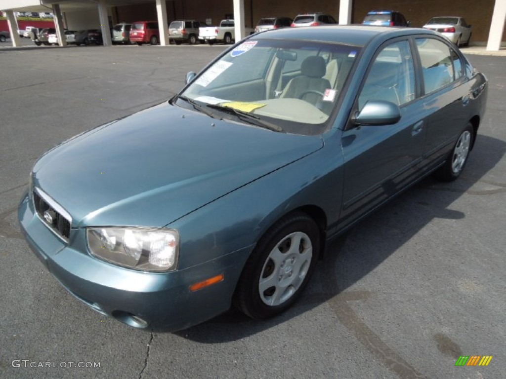 2002 Elantra GLS Sedan - Light Ocean Blue / Beige photo #2