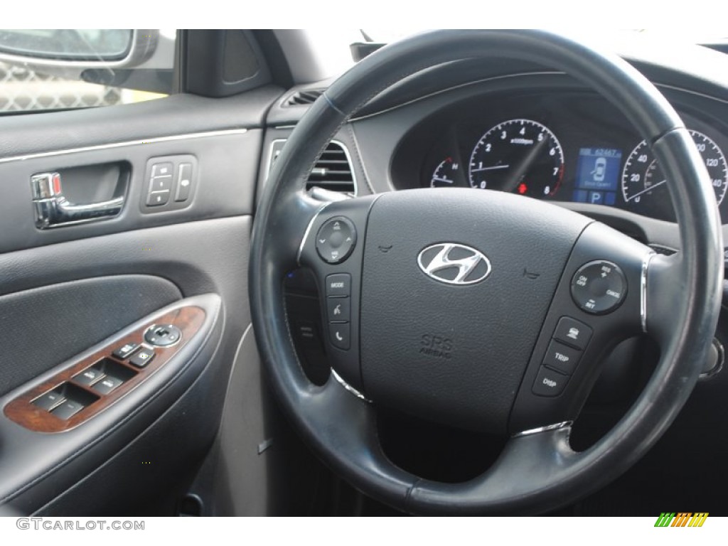 2010 Hyundai Genesis 3.8 Sedan Jet Black Steering Wheel Photo #80209078