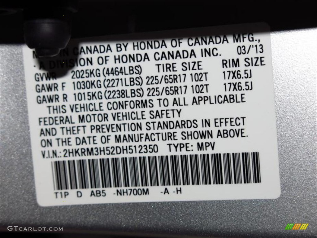 2013 CR-V EX - Alabaster Silver Metallic / Black photo #11