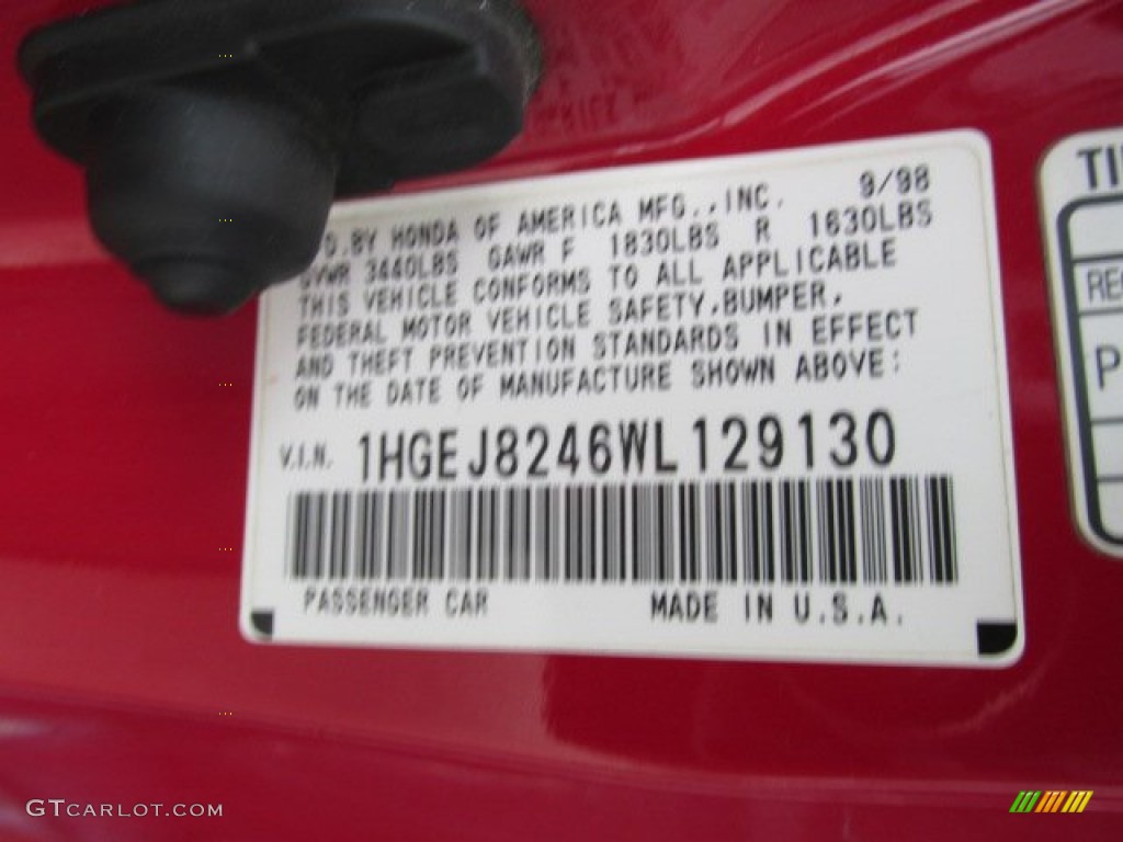 1998 Civic EX Coupe - Milano Red / Gray photo #19