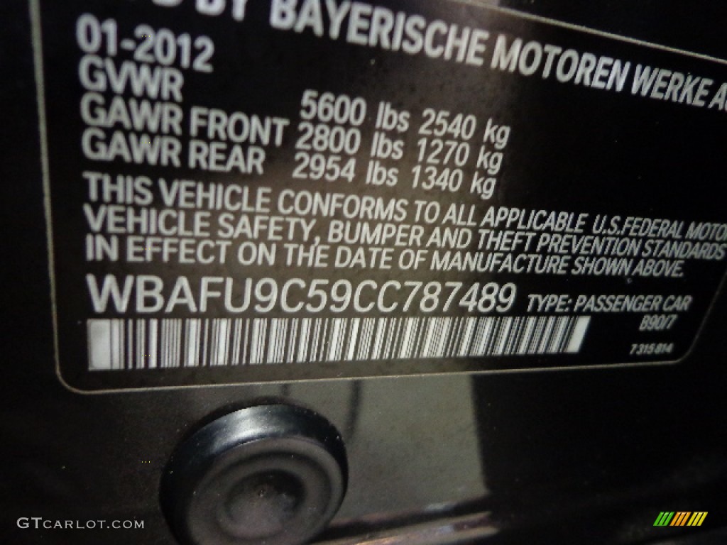 2012 5 Series 550i xDrive Sedan - Dark Graphite Metallic II / Black photo #41
