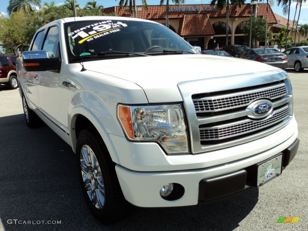 2010 F150 Platinum SuperCrew - White Platinum Metallic Tri Coat / Medium Stone Leather/Sienna Brown photo #2