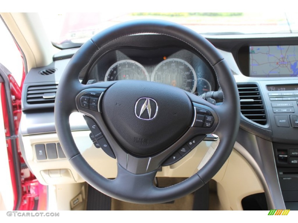 2013 Acura TSX Technology Parchment Steering Wheel Photo #80234323